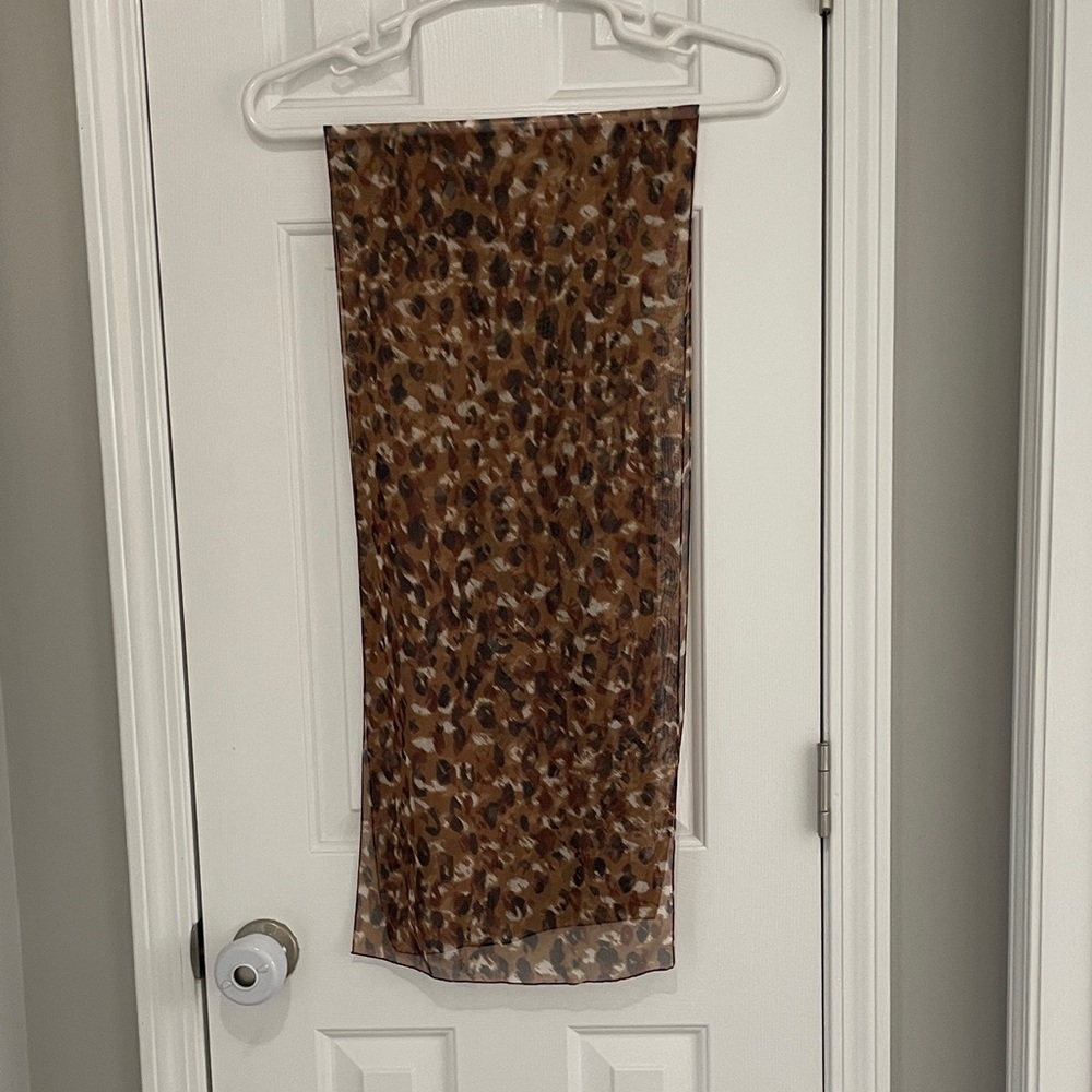 Leopard Print Sheer Scarf
